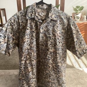 Pierre Cardin Tropical Leaf Shirt - Black, Gray, Tan